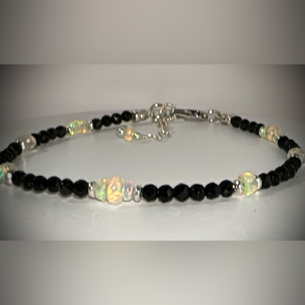 Beautiful Spinel, Welo Opal in Sterling Silver Spacers and Clasp.